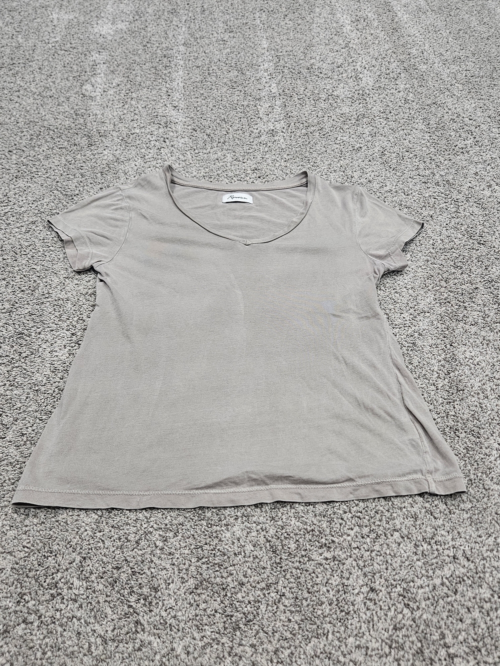 Soft V-Neck Short Sleeve Tee in Taupe